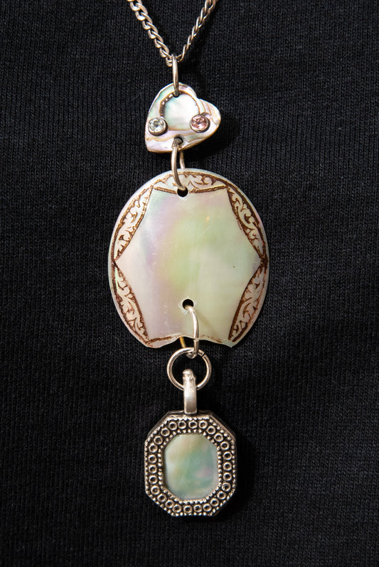 Sterling Silver necklace with vintage Mother of Pearl by Gabrielle Valenti